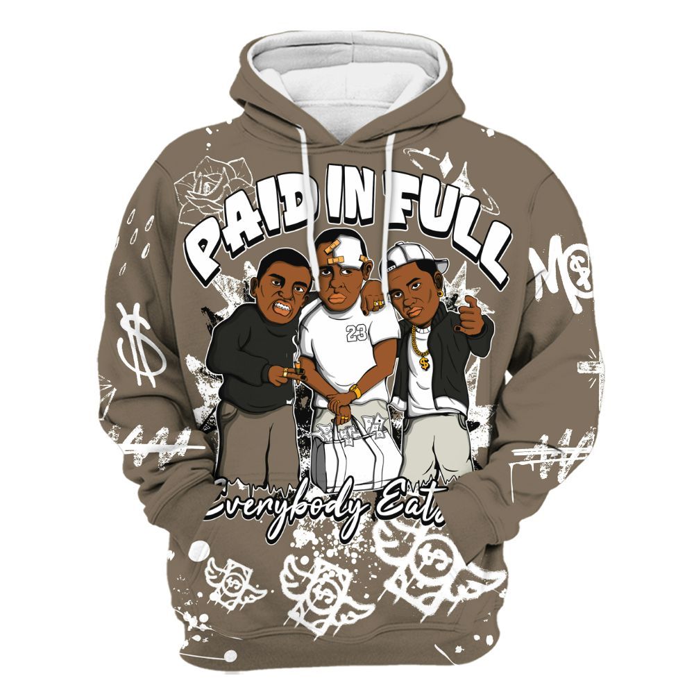 Hoodie To Match Low OG Dark Mocha 1s - Everybody Paid In Full Crayon All Over Print