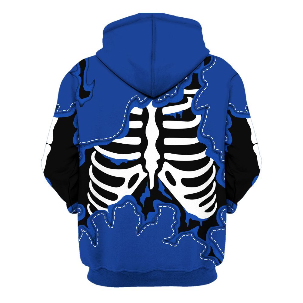 Hoodie To Match Air Foamposite One Royal - Skeleton Smiley Face All Over Print