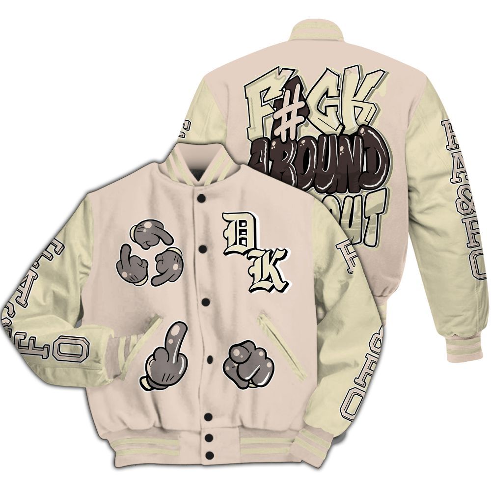 Varsity Jacket To Match A Ma Maniere X Fossil Stone 4s - F Around Find Out Graphic All Over Print