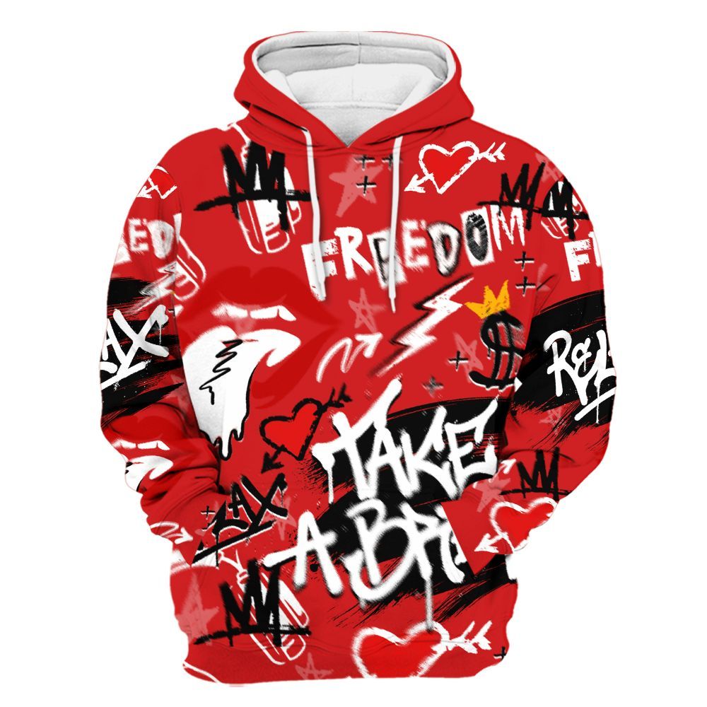 Hoodie To Match Low Bred 11s - Take Break Freedom Graffiti Streetwear All Over Print