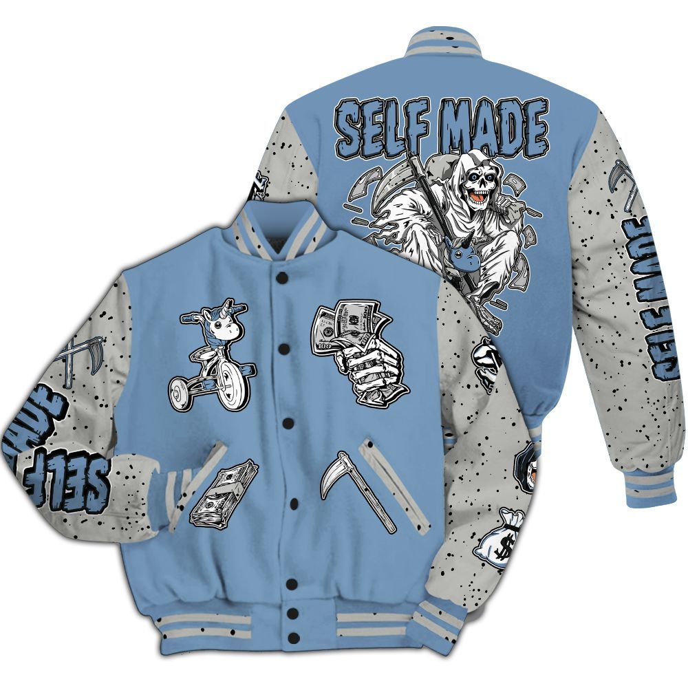 Varsity Jacket To Match University Blue 4s - Self Make Skeleton All Over Print