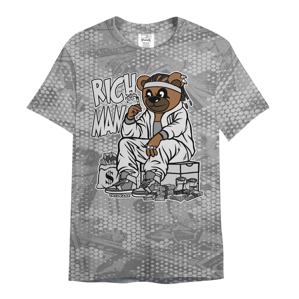 Shirt To Match Black Wolf Grey 12s - Rich Man Bear Banknotes Art All Over Print