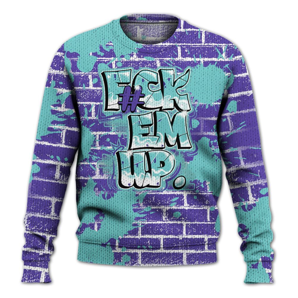 Knitted Sweater To Match Low Hornets 1s - F#ck Em Graphic Brick Art