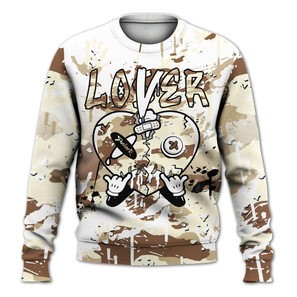 Sweatshirt To Match Desert Camo 3s - Loser Lover Drip Heart All Over Print