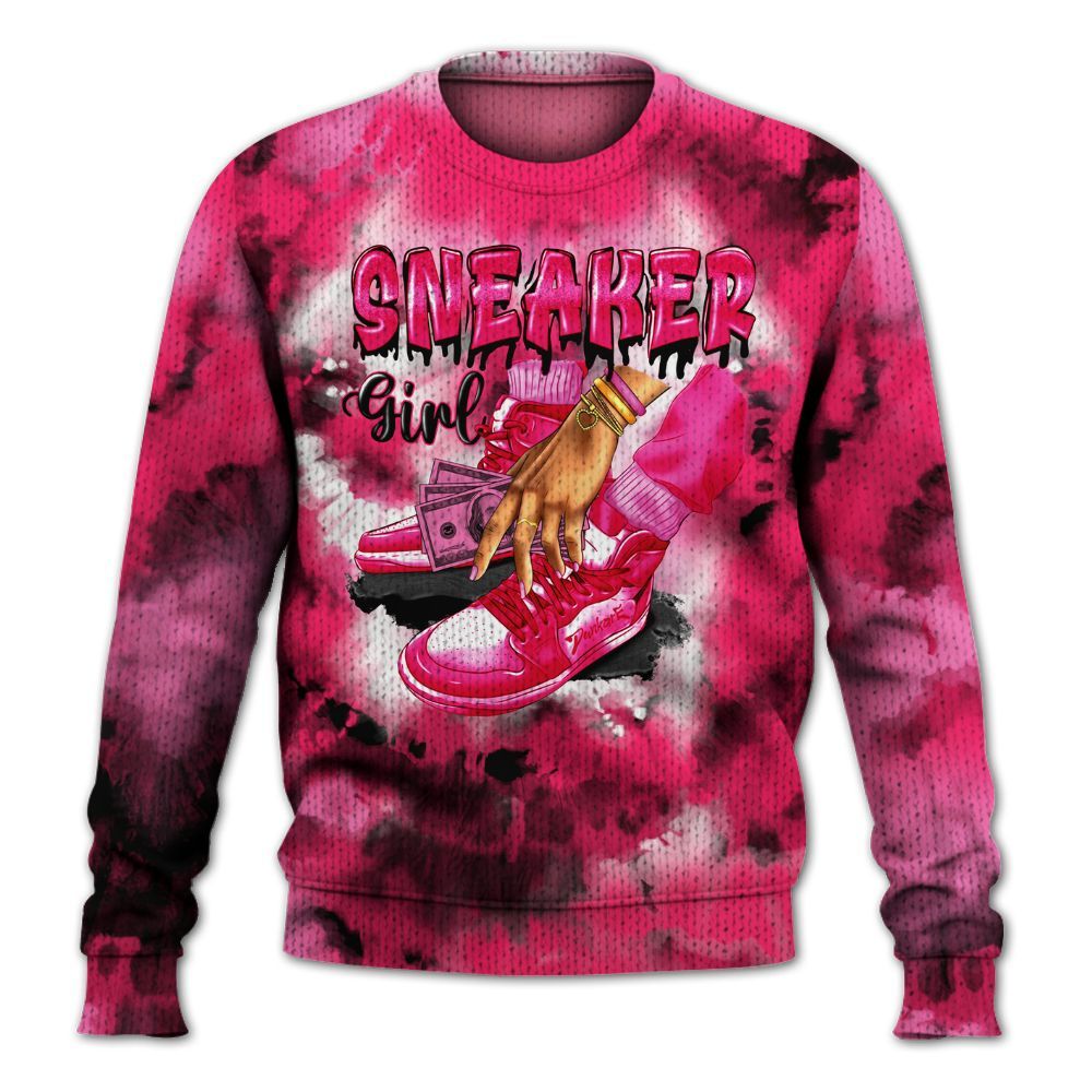 Knitted Sweater To Match Air VaporMax Plus Triple Pink - SNEAKER Girl Money Drip Tie Dye