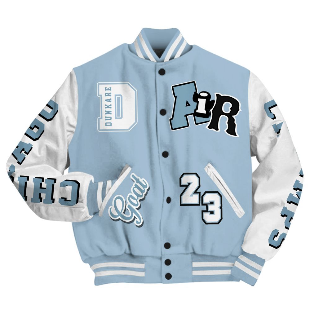 Varsity Jacket To Match Mid Ice Blue 1s - AIR Number 23 GOAT All Over Print