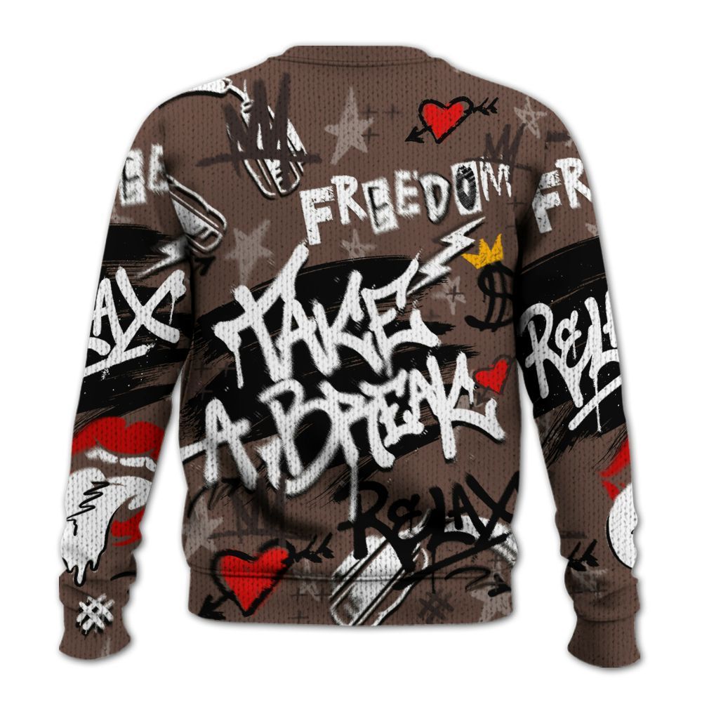 Knitted Sweater To Match Air Force 1 Low Escape - Take Break Freedom Graffiti Streetwear