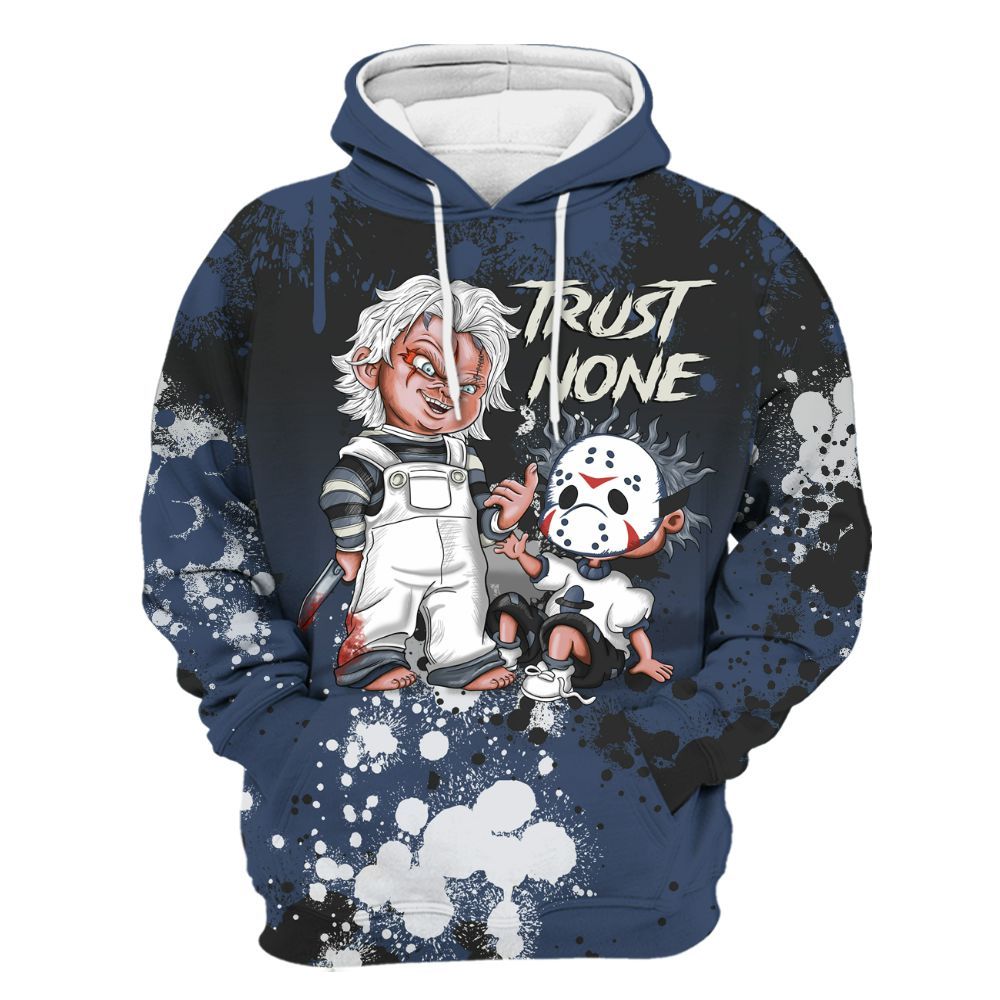 Hoodie To Match Diffused Blue 3s - Trust No One Scary All Over Print