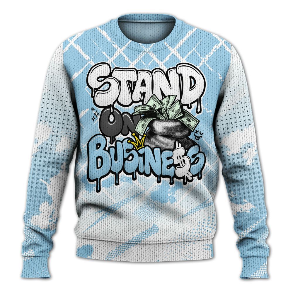 Knitted Sweater To Match Legend Blue 11s - Halftone Stand Business Dripping