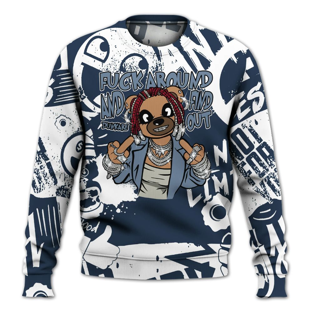 Sweatshirt To Match Navy Blue 2024 6s - F#ck Around Bear Bear Monogram Graffiti All Over Print