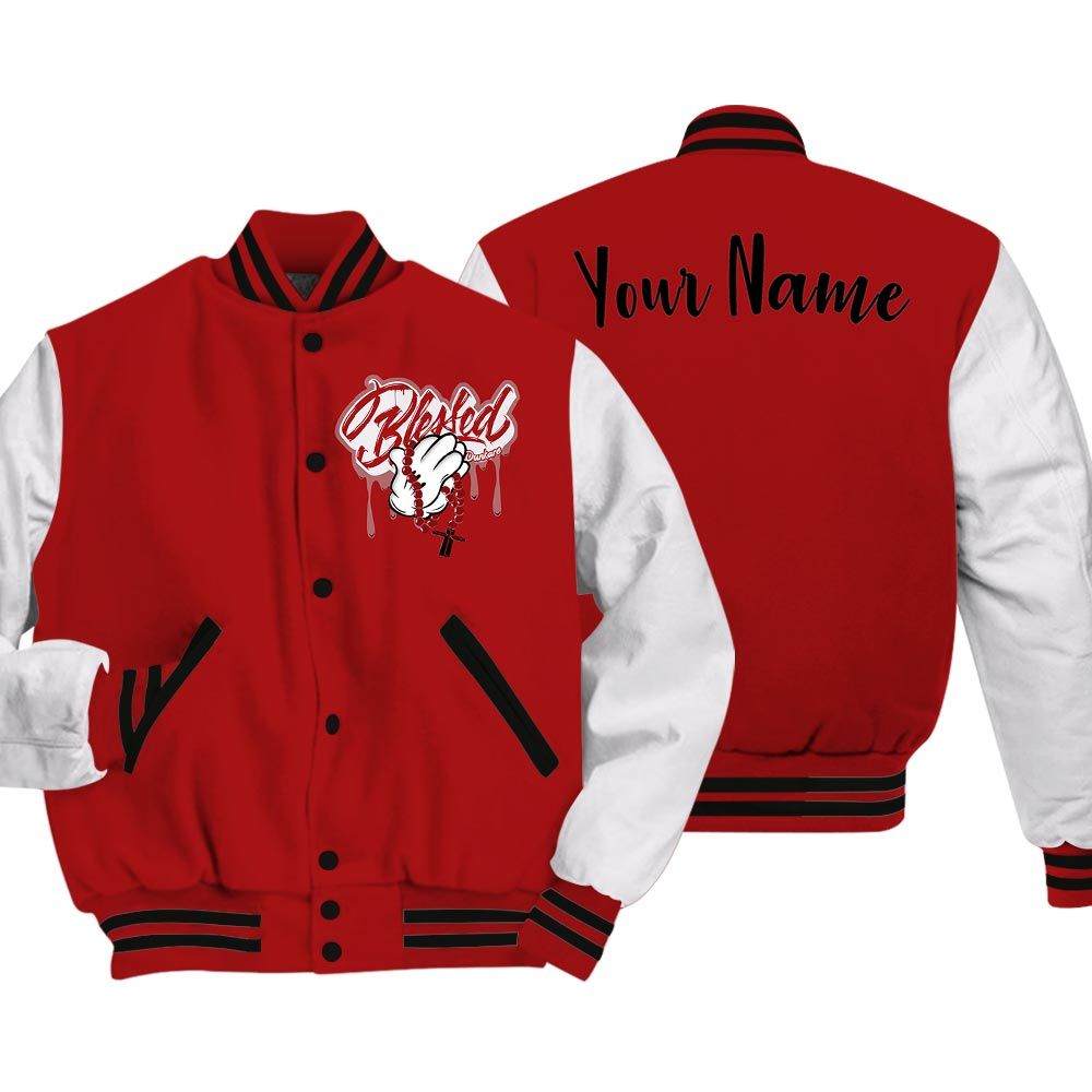Varsity Jacket To Match Varsity Jacket Custom Name God Blessed Drip, 12 Red Taxi - To Match Sneaker Red Taxi 12s 2504 NCT
