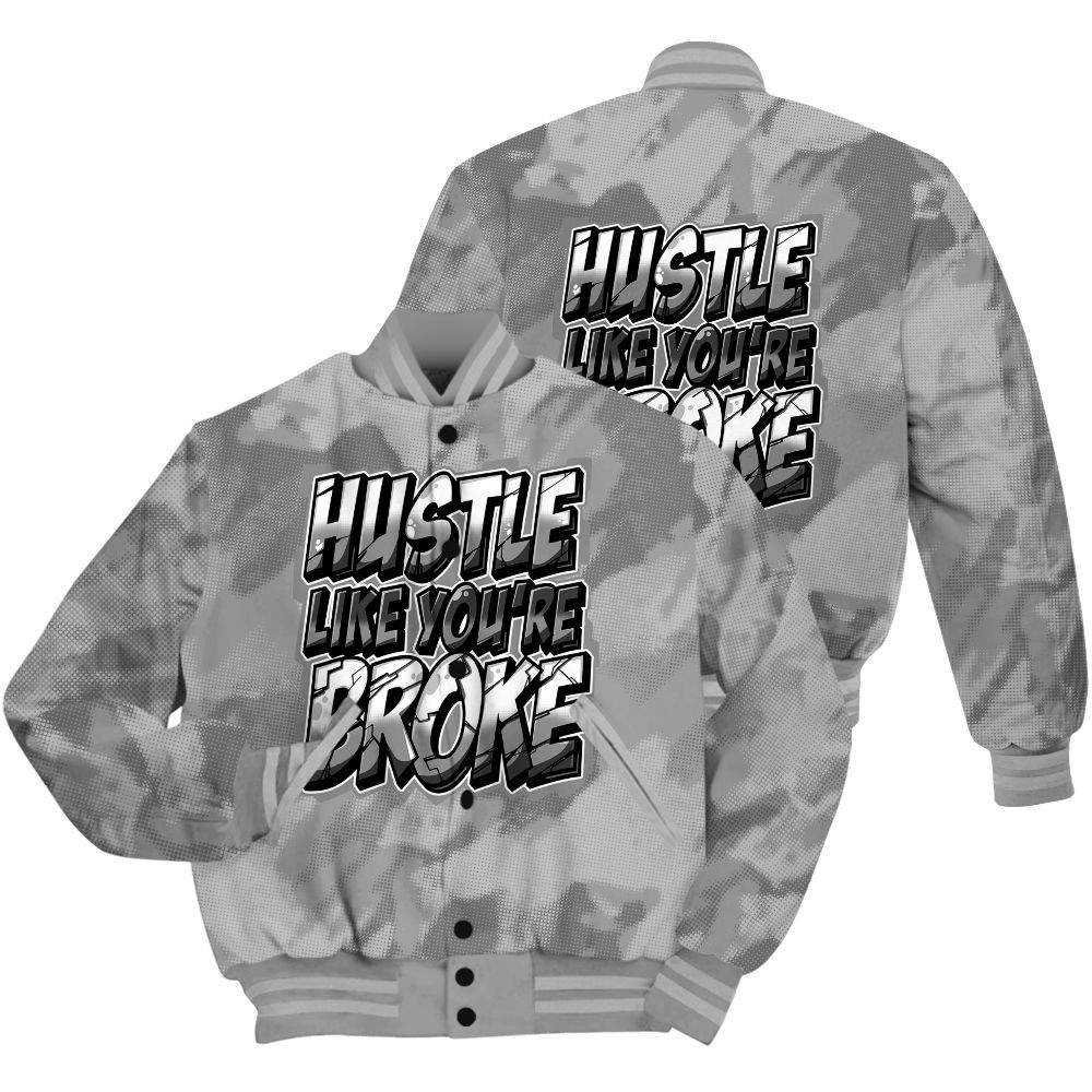 Varsity Jacket To Match Black Wolf Grey 12s Shirt - Hustles Like Broke Abstract