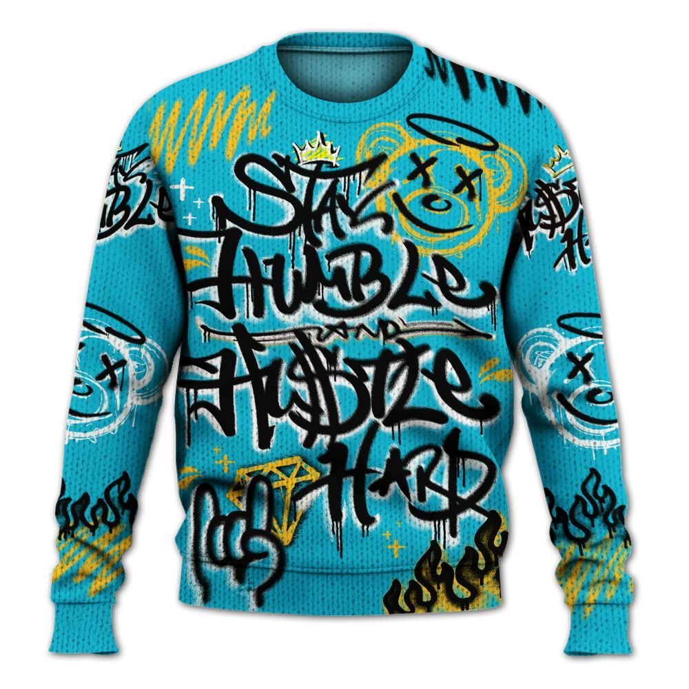 Knitted Sweater To Match Retro Aqua 5s - Humble Drip Streetwear Graffity
