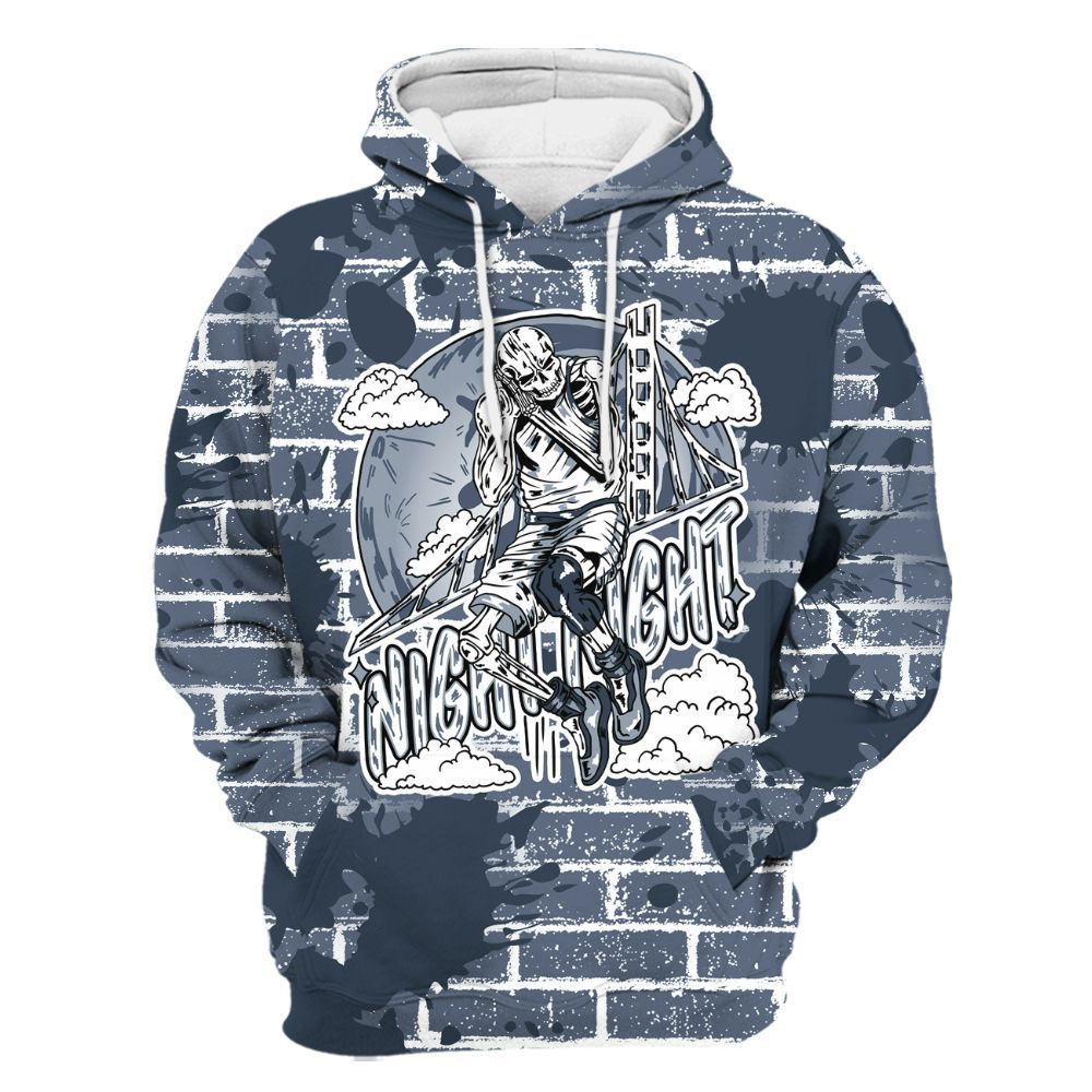 Hoodie To Match Low Diffused Blue 11s - Seeya Skeleton Brick All Over Print