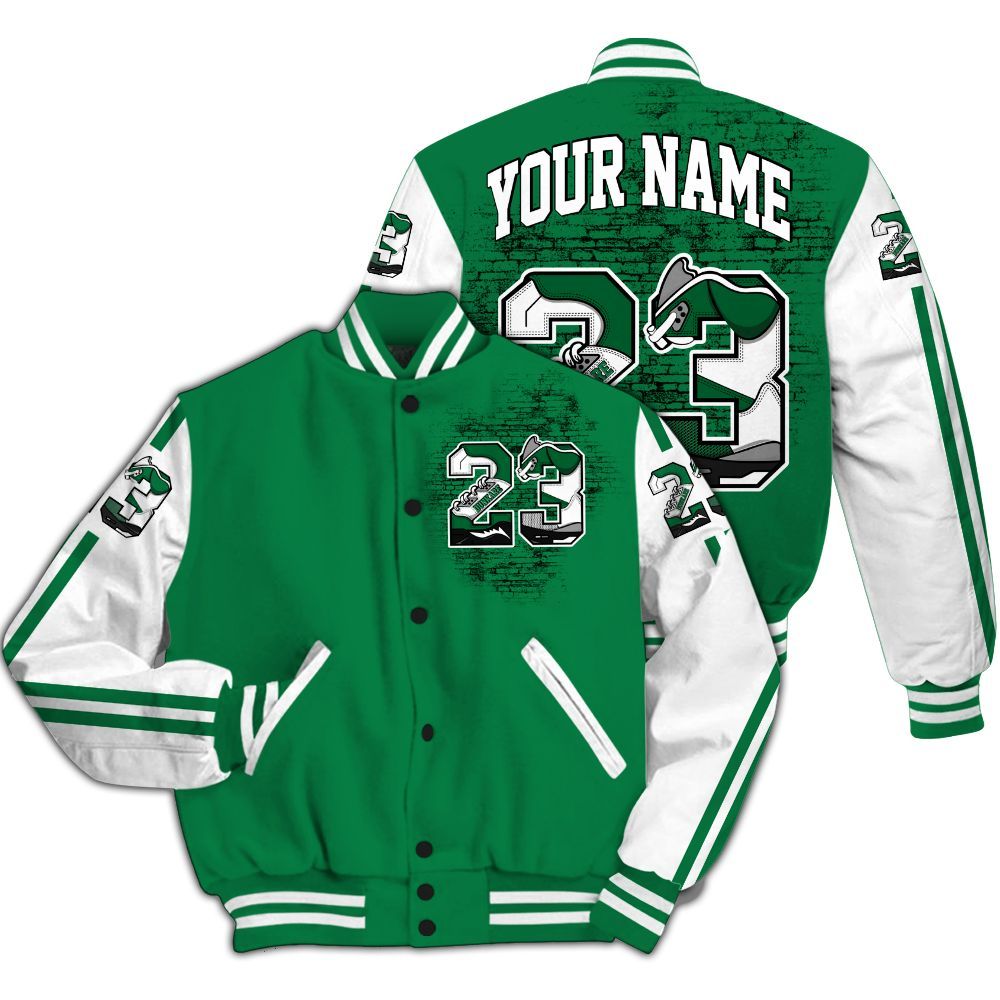 Varsity Jacket To Match Pine Green 13s - Custom Name Number 23 5s All Over Print