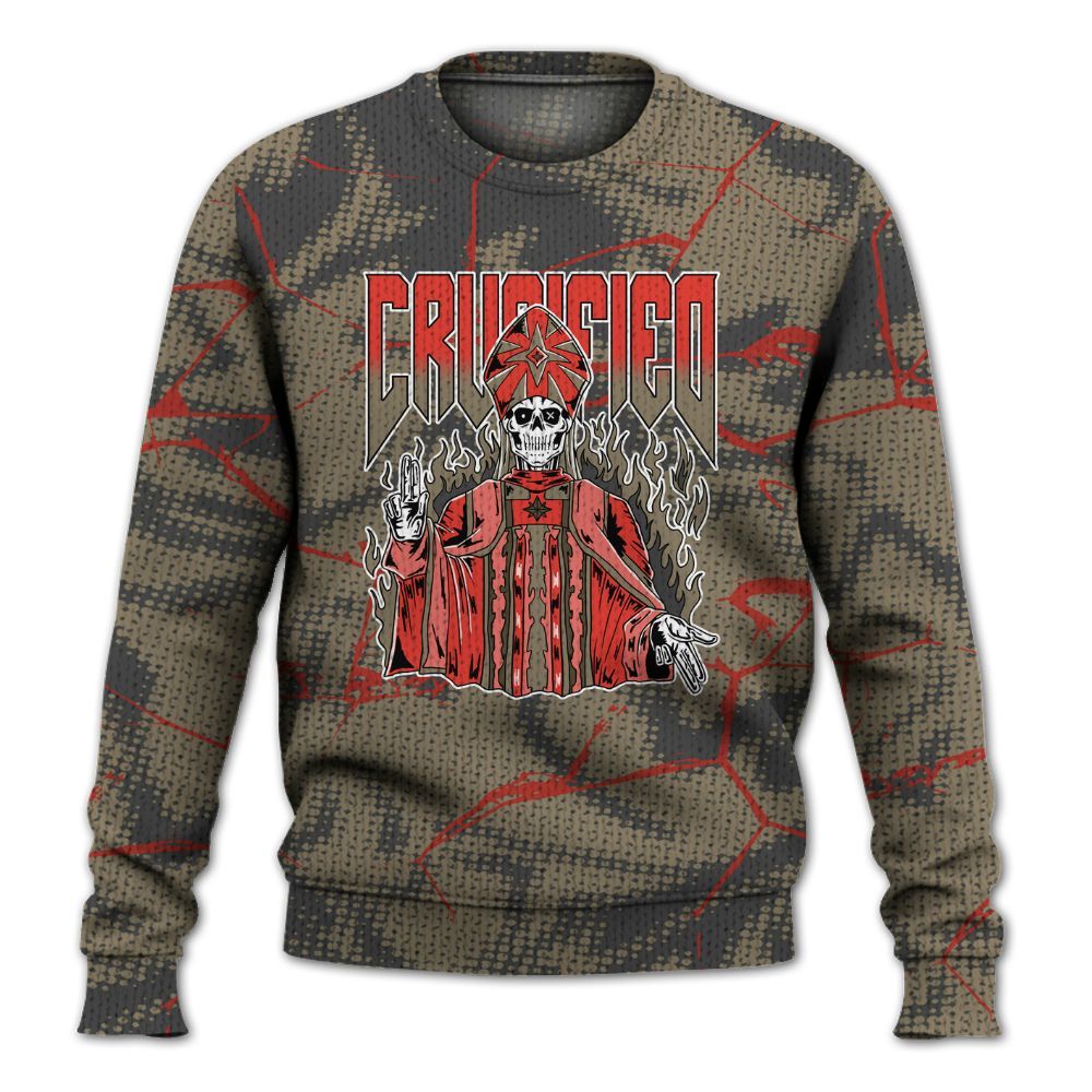 Knitted Sweater To Match Olive 9s - Crucified Skeleton Crack