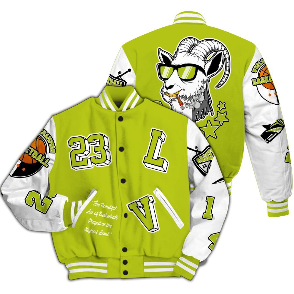 Varsity Jacket To Match Bright Cactus 13s - The GOAT Got Em Retro Graphic All Over Print