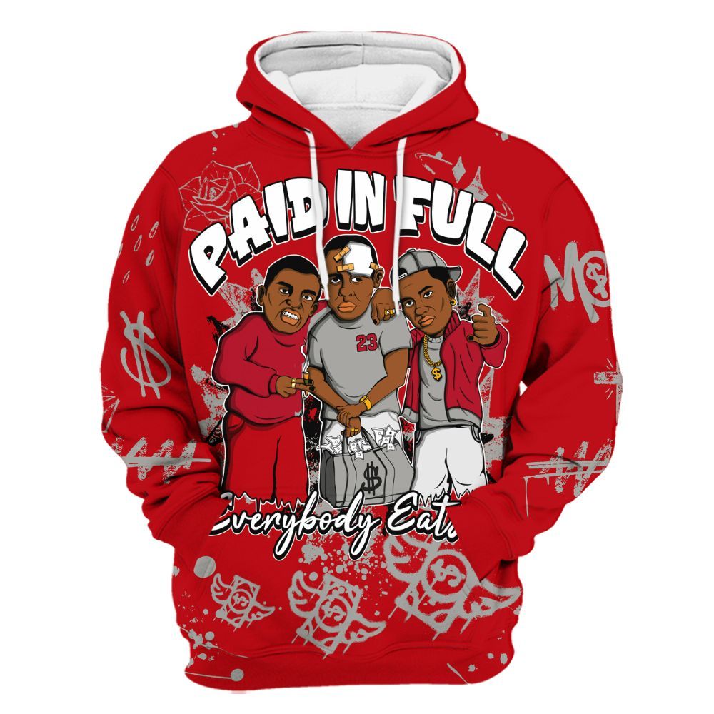 Hoodie To Match Air Griffey Max Gray Reds 1s - Everybody Paid In Full Crayon All Over Print