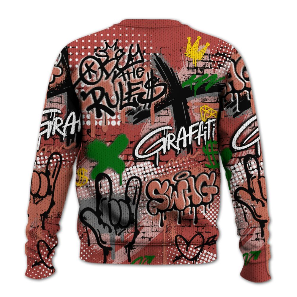 Knitted Sweater To Match Dune Red 13s - True It Real Graffiti Streetwear