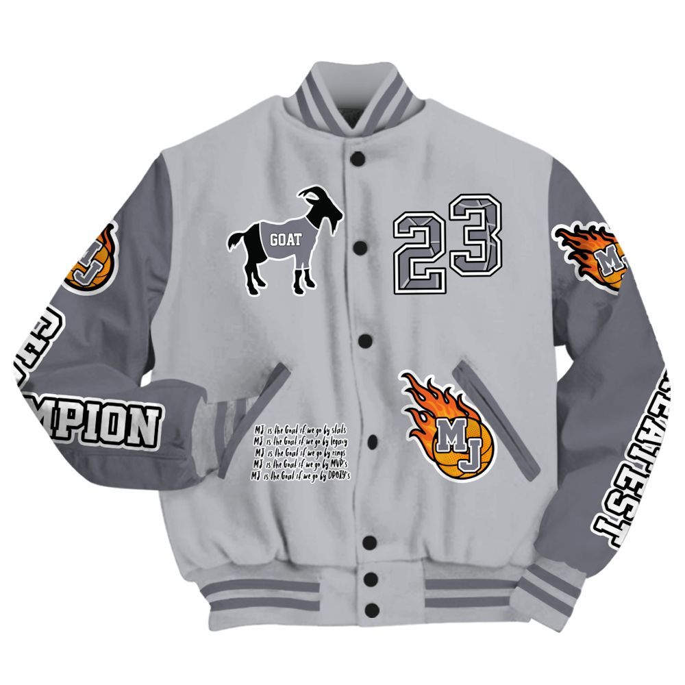 Varsity Jacket To Match Low Cement Grey 11s - 23 G.0.A.T Jump Up Basketball All Over Print