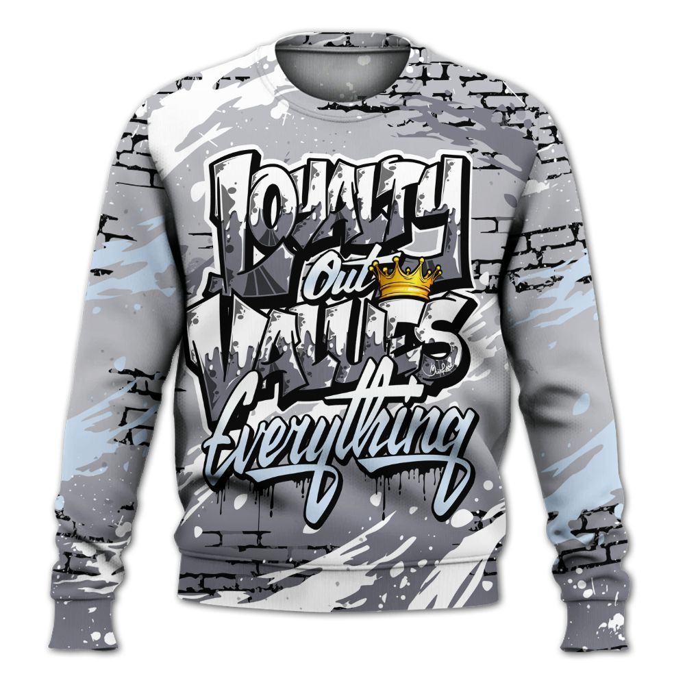 Sweatshirt To Match Low Cement Grey 11s - Values Of Loyalty Drip All Over Print