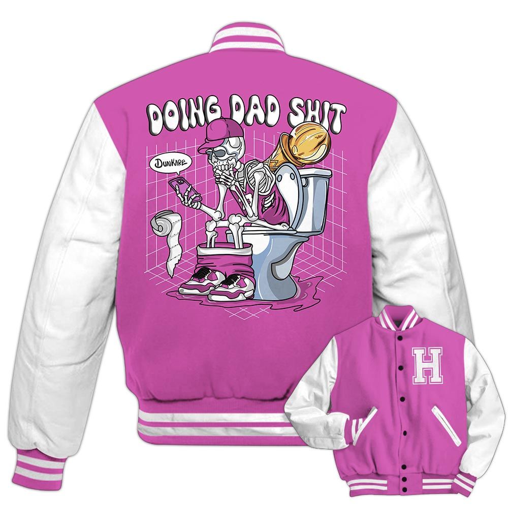 Varsity Jacket To Match Hyper Violet 4s - Custom Doing Dad Shit Varsity Jacket Outfit 1605 1TCD