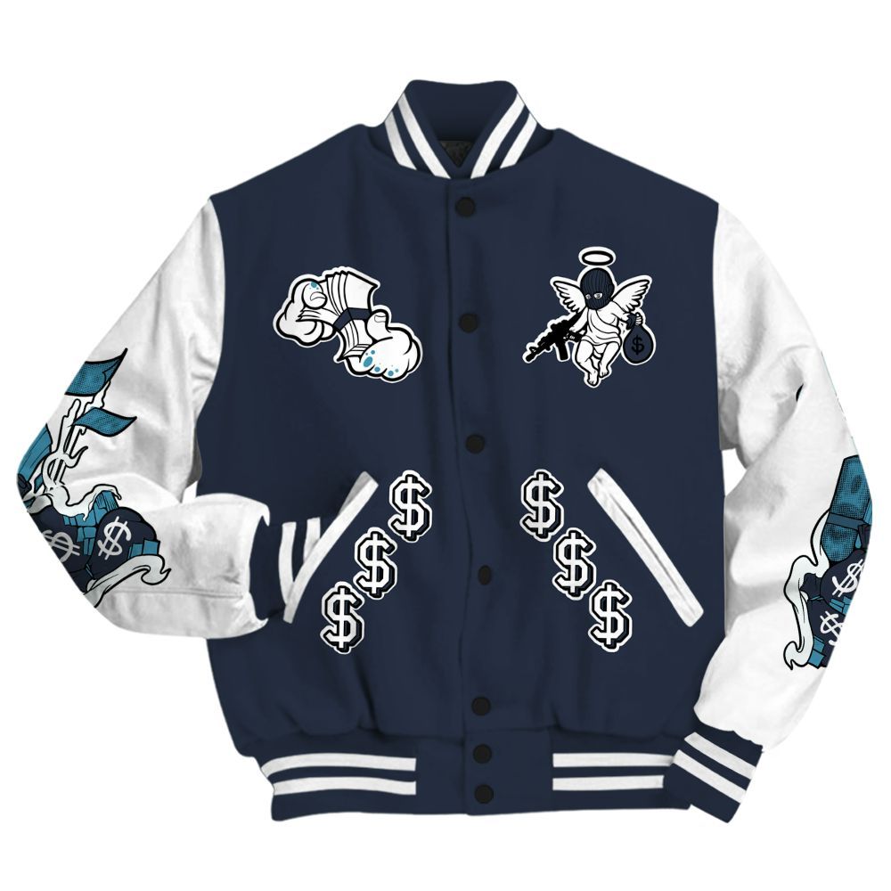 Varsity Jacket To Match Retro Obsidian 13s - Ones Move In Silence Graphic All Over Print