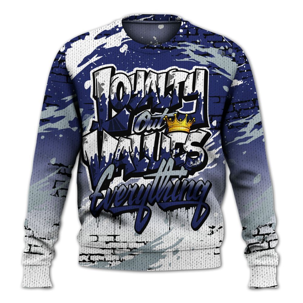 Knitted Sweater To Match Midnight Navy 11s - Values Of Loyalty Drip