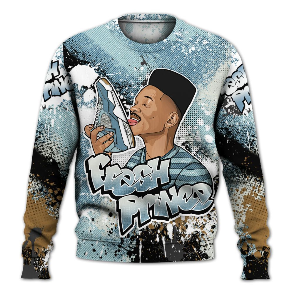 Sweatshirt To Match Denim Worn Blue 2025 4s - Fresh Sneaker Lick All Over Print