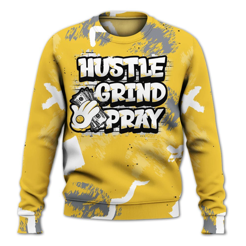 Sweatshirt To Match Retro Tokyo 5s - Hustle Grind Pray All Over Print