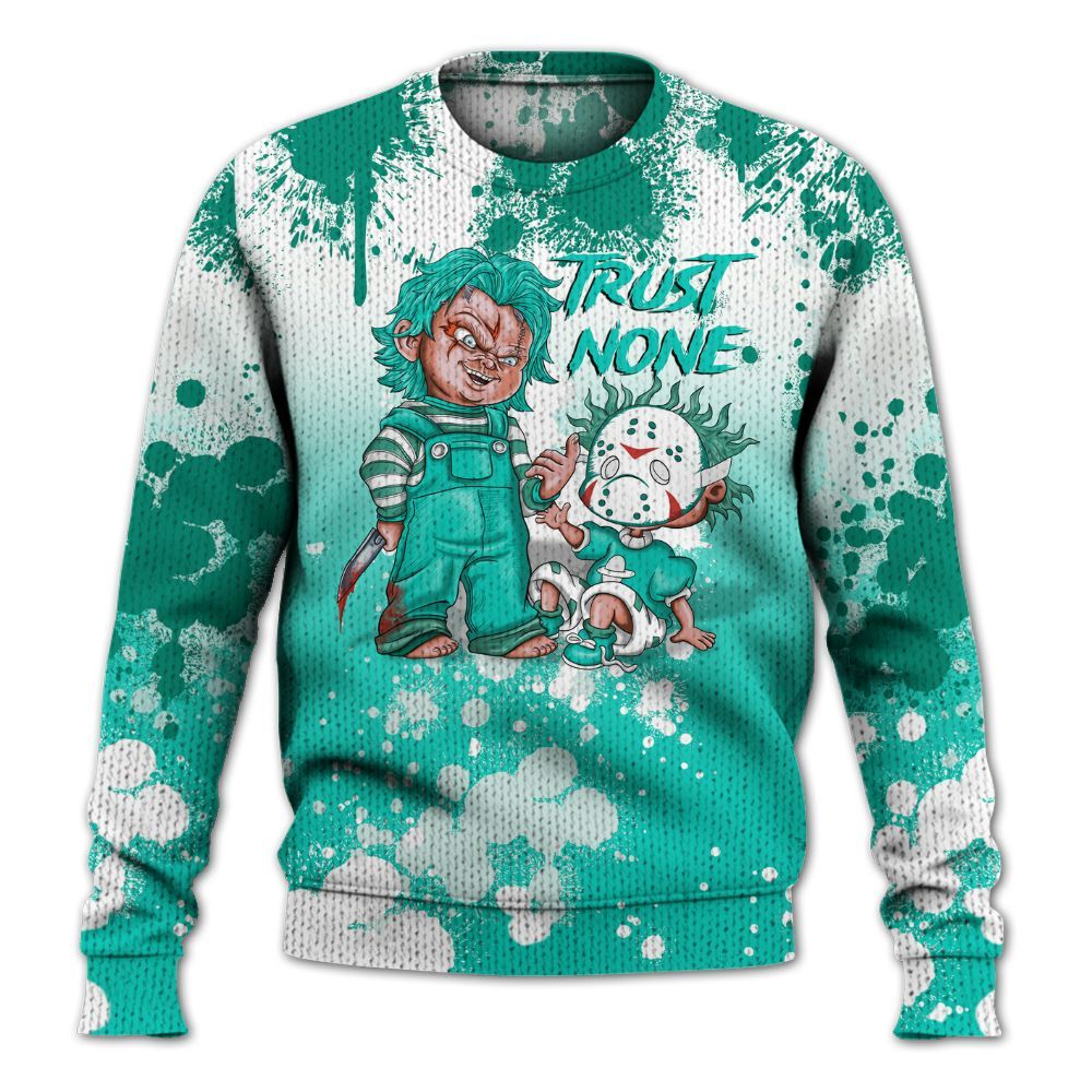 Knitted Sweater To Match Dunk Low Clear Jade - Trust No One Scary
