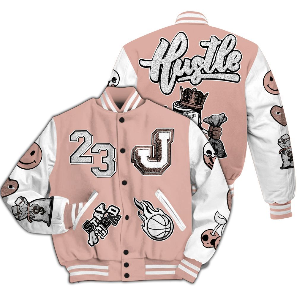 Varsity Jacket To Match Dunk Low Pink Velvet - Hustles Money Number 23 All Over Print