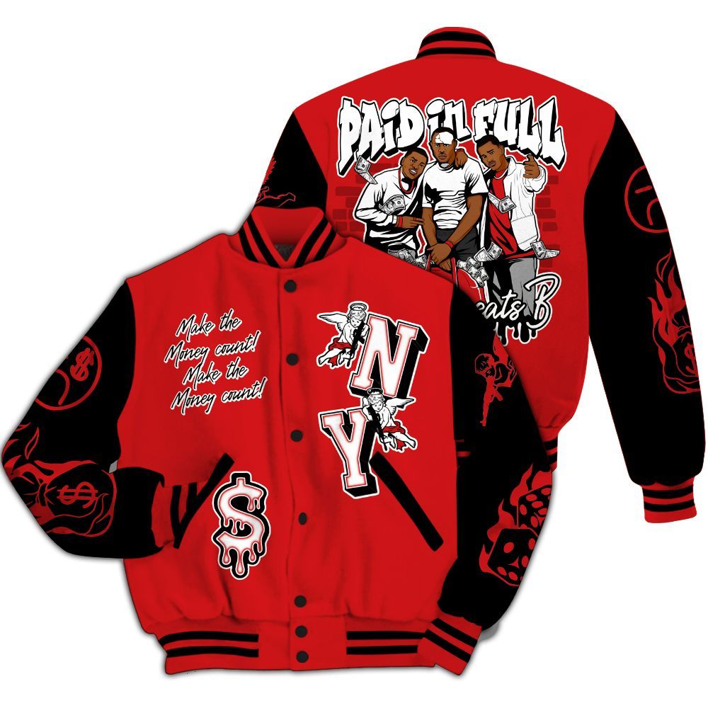 Varsity Jacket To Match Low Bred 11s - Paid In Full Money All Over Print