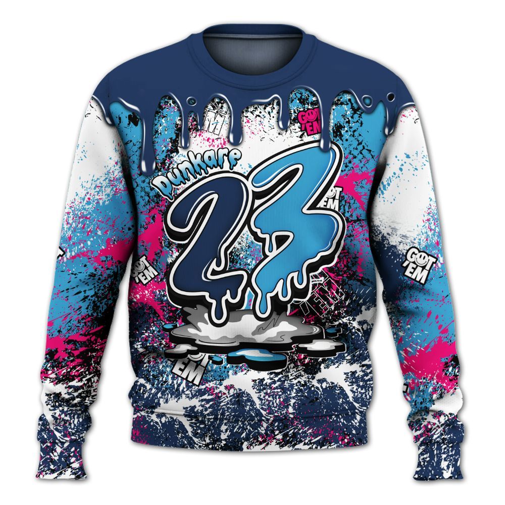 Sweatshirt To Match Air Max 180 University Blue - Dripping 23 Drip All Over Print