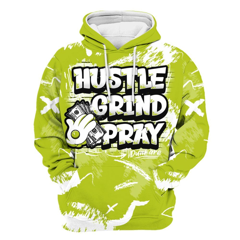 Hoodie To Match Bright Cactus 13s - Hustle Grind Pray Retro All Over Print