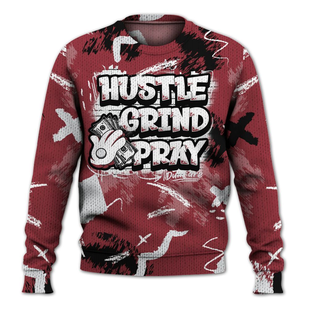 Knitted Sweater To Match Black Toe 14s - Hustle Grind Pray Retro