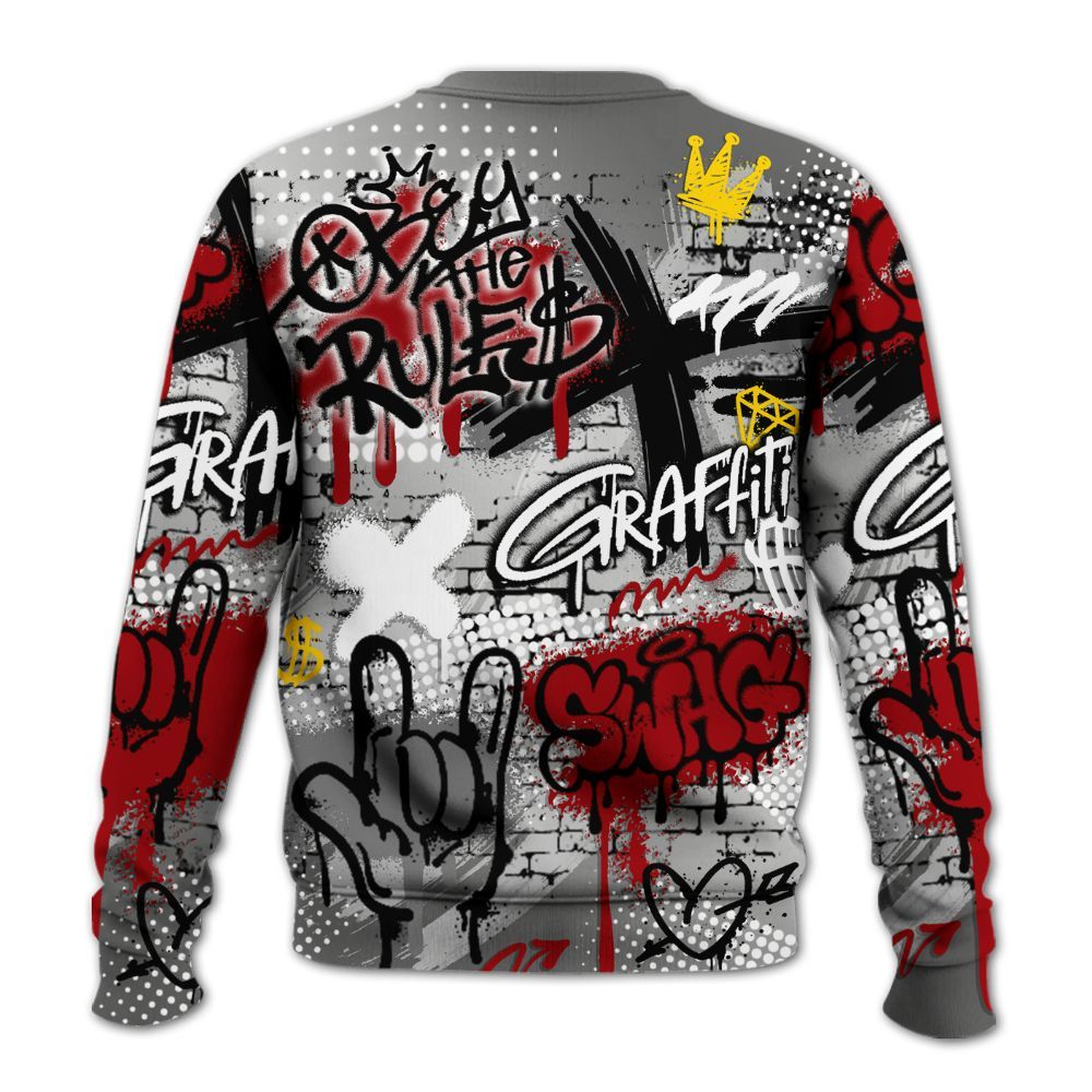 Sweatshirt To Match Metallic Silver 14s - True It Real Graffiti Streetwear All Over Print