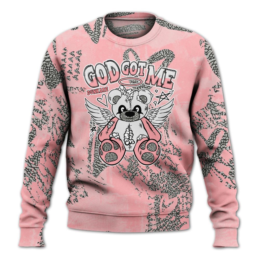 Sweatshirt To Match Retro Wings 3s - Gods Guides Me Bear Heart Grunge All Over Print