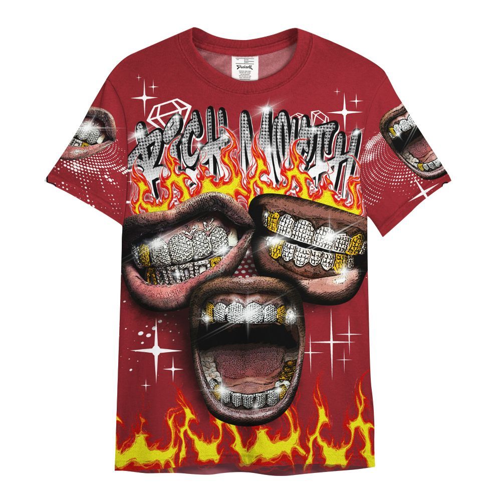 Shirt To Match High Black Toe Reimagined 1s - Rich Mouth Fire Rap Retro 90s All Over Print