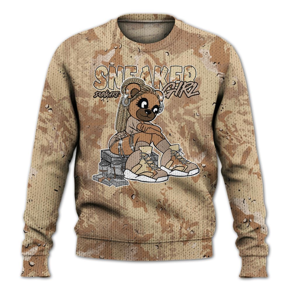 Knitted Sweater To Match Desert Camo 3s - Sneaker Girl Bear Heart Grunge
