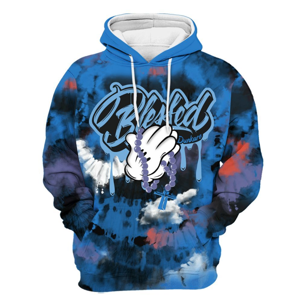 Hoodie To Match Hi-Res Blue 700s - God Blessed Tie Dye All Over Print