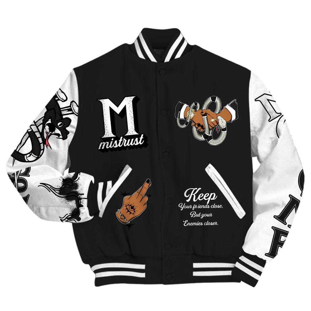 Varsity Jacket To Match Black Cat NET 4s - Trust No One Snake-Bite Street Style All Over Print