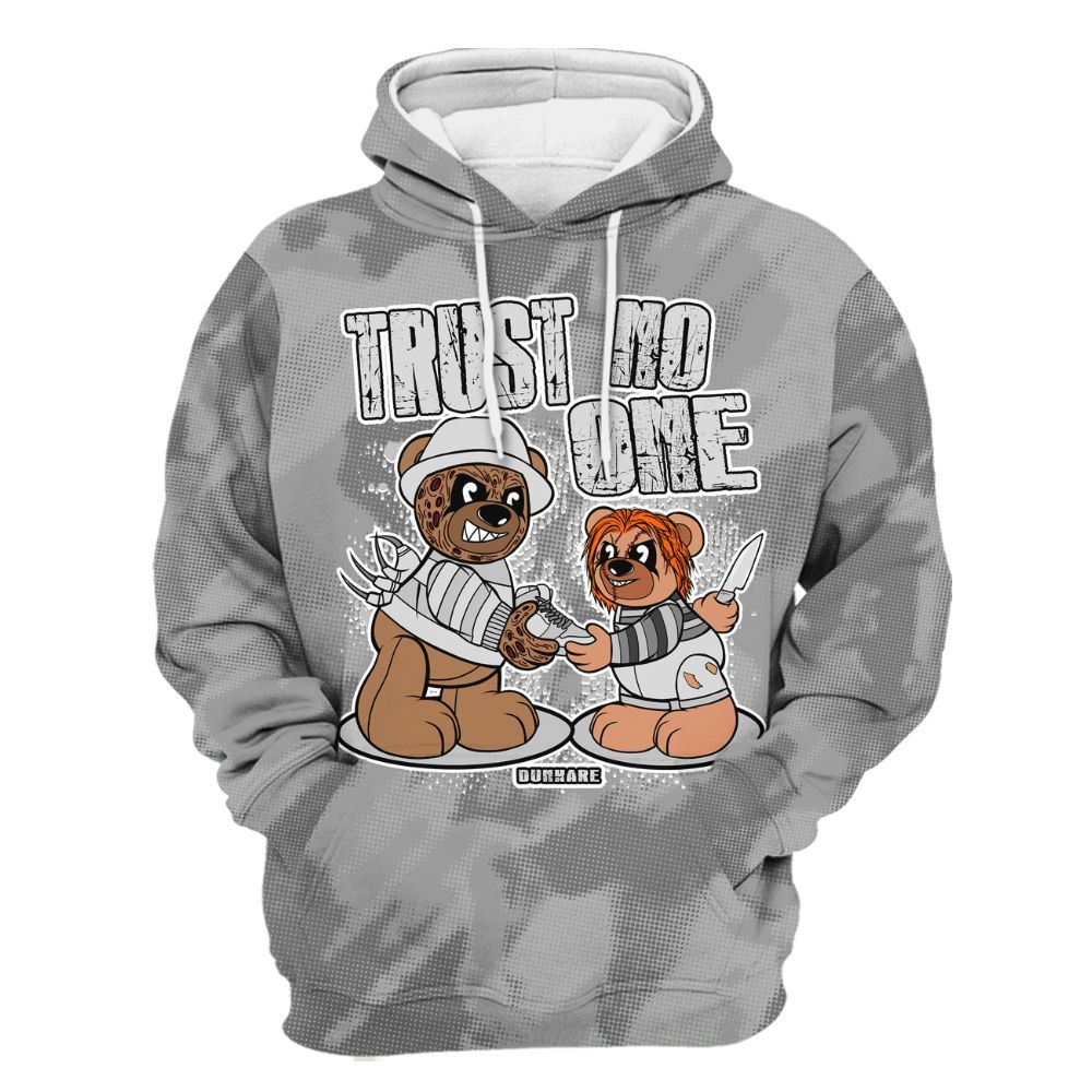 Hoodie To Match Black Wolf Grey 12s - Trust No One Bear Abstract Halftone All Over Print