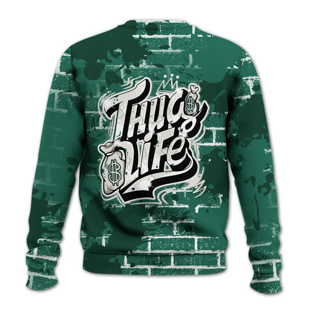 Sweatshirt To Match Oxidized Green 4s - Free Thug Living Graphic Brick Art All Over Print