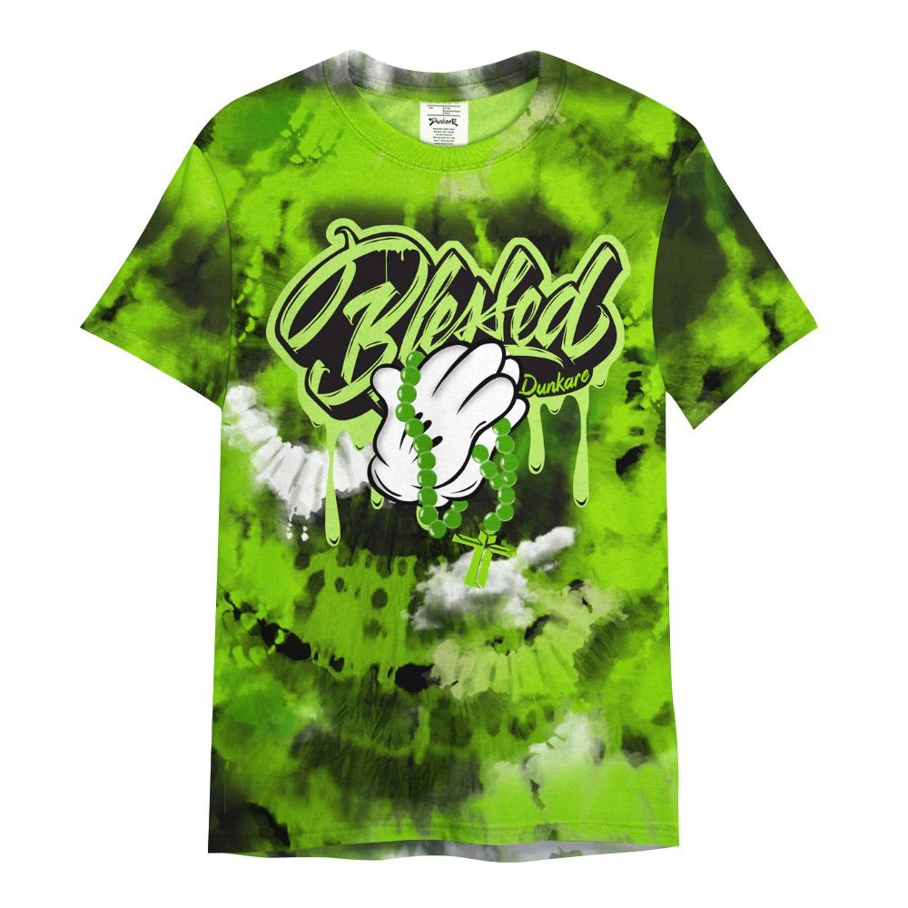 Shirt To Match Electric Green 6s - God Blessed Tie Dye All Over Print