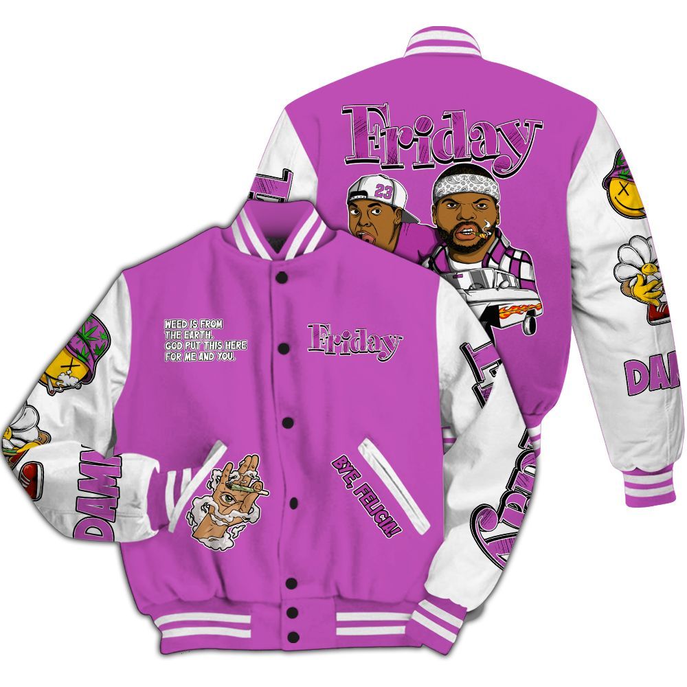 Varsity Jacket To Match Hyper Violet 4s - Friday Sneaker Stress Style All Over Print