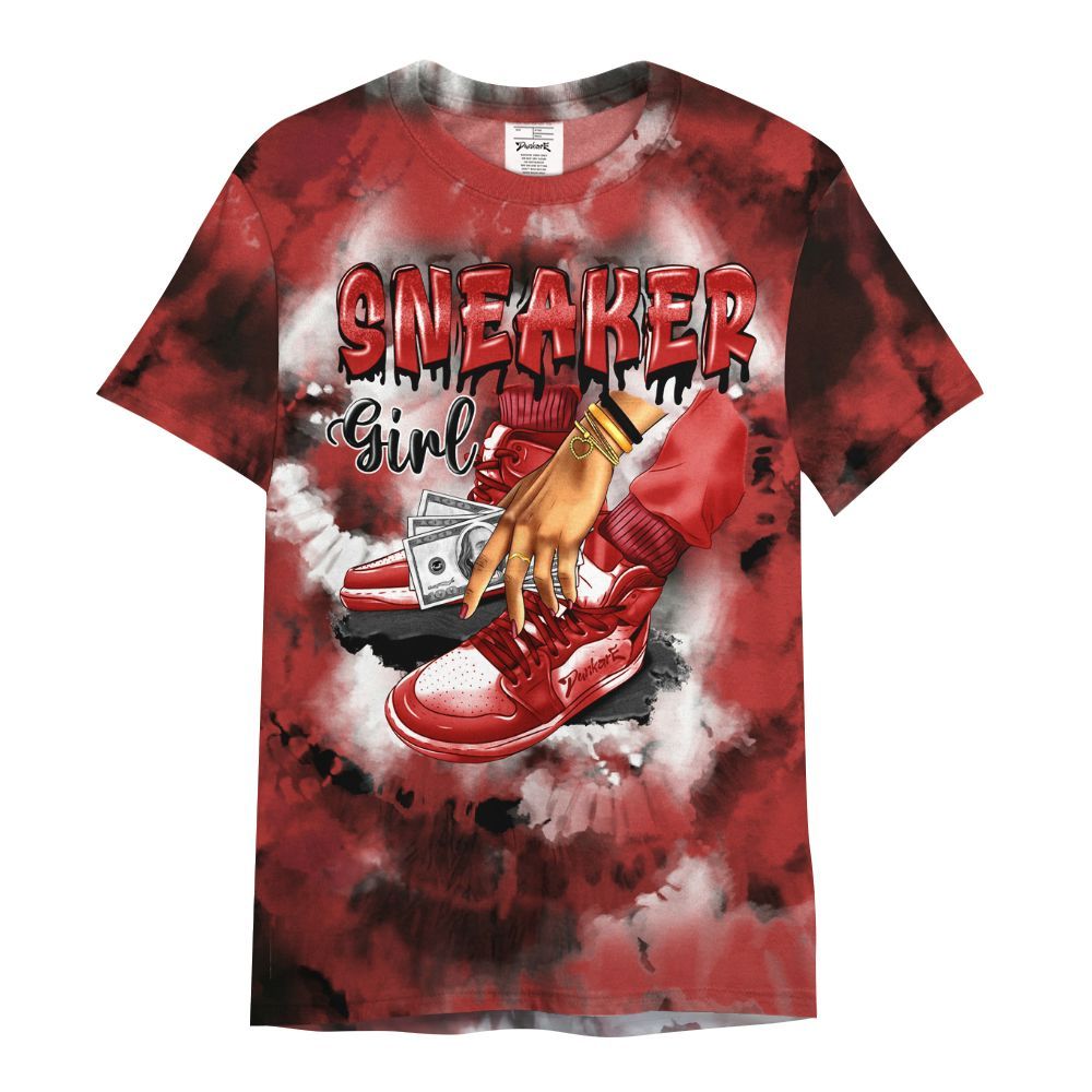 Shirt To Match Bred Reimagined 4s - SNEAKER Girl Money Drip Tie Dye All Over Print