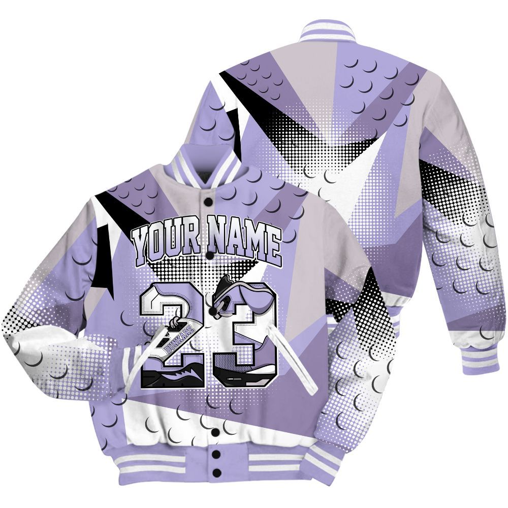 Varsity Jacket To Match Low Pure Violet 11s Shirt, Poly Custom Name Number 23 5s All Over Print