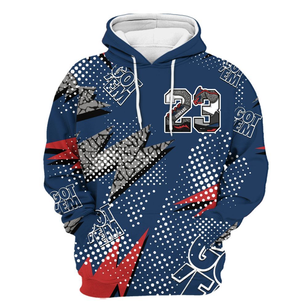 Hoodie To Match SP Sport Royal 3s - Custom Name Number 23 5s All Over Print