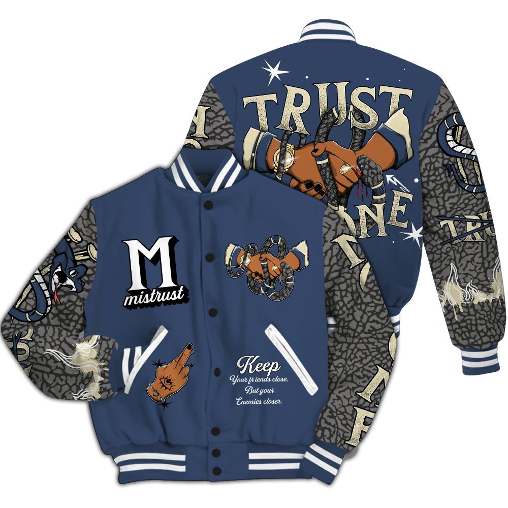Varsity Jacket To Match Diffused Blue 3s Shirt, Trust No One Snake-Bite Street Style All Over Print
